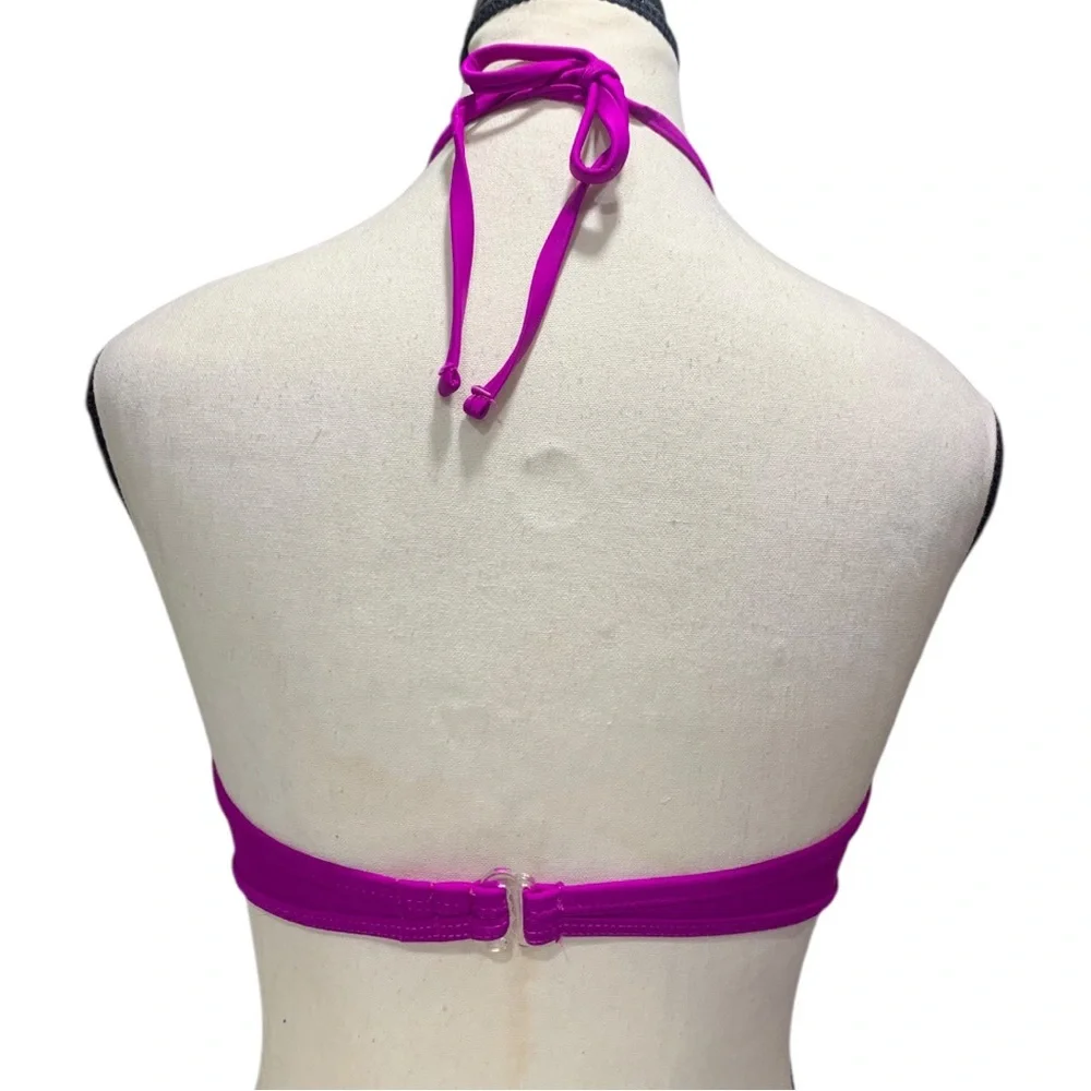 No Boundaries Juniors' Strappy Solid High-Neck Swim Top - Picture 7 of 11